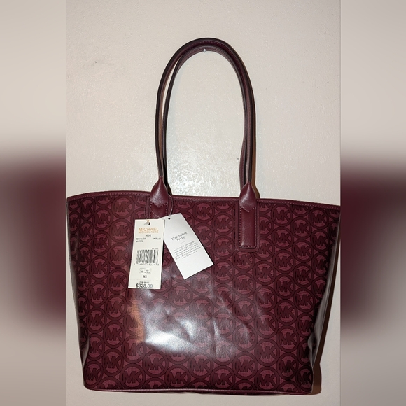 Jodie Medium Logo Jacquard Tote Bag Merlot NWT - Picture 1 of 10